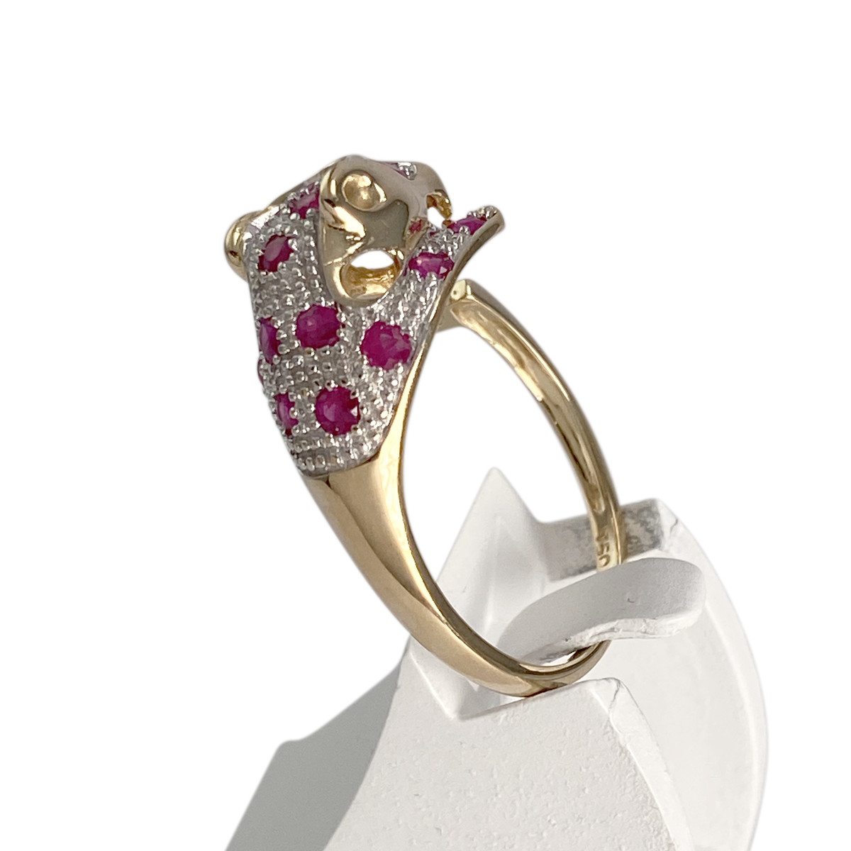 Bague d'occasion or 750 2 tons rubis diamant - vue 2