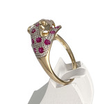 Bague d'occasion or 750 2 tons rubis diamant - vue 2