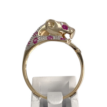 Bague d'occasion or 750 2 tons rubis diamant