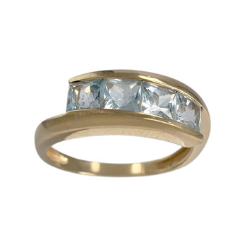 Bague d'occasion or 750 jaune topazes bleues traitées