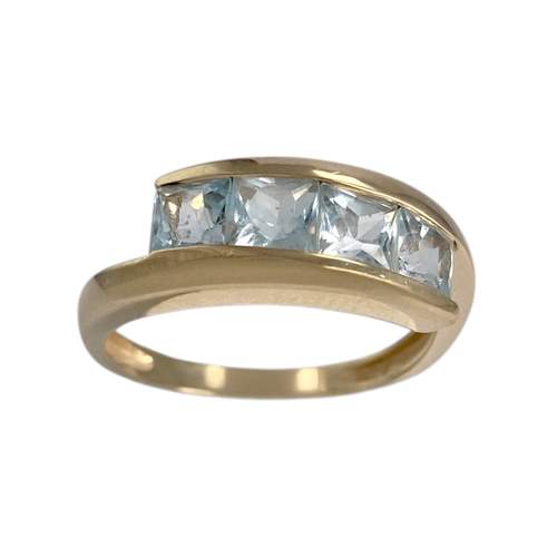 Bague d'occasion or 750 jaune topazes bleues traitées