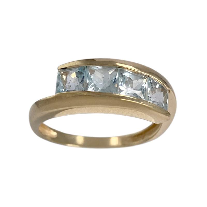 Pre-owned 750 yellow gold ring with treated blue topazes - view 1