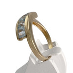 Bague d'occasion or 750 jaune topazes bleues traitées - vue 2