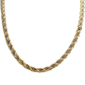Collier d'occasion en or 2 tons 750, maille torsadée, 44 cm