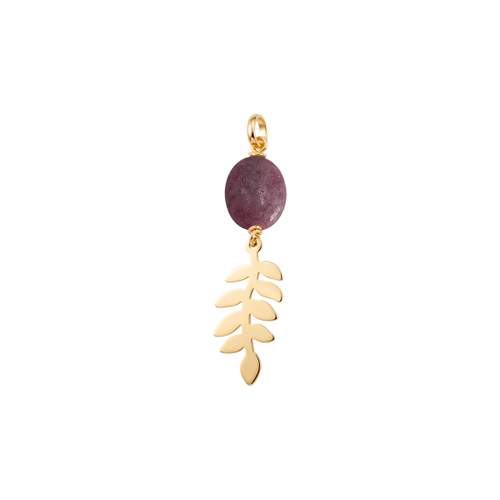 Pendentif d'occasion or 750 jaune motif feuille rhodonite