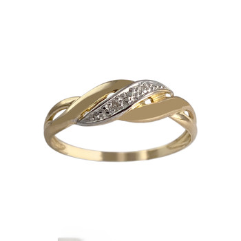 Second hand ring gold 750 2 tone diamonds
