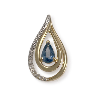 Pendentif d'occasion or 750 2 tons diamants saphir