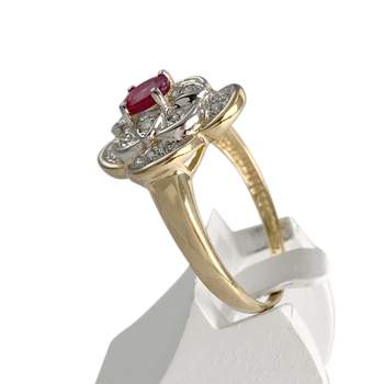 Bague d'occasion or 750 2 tons rubis diamants