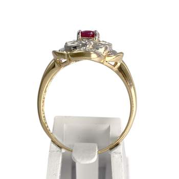 Bague d'occasion or 750 2 tons rubis diamants
