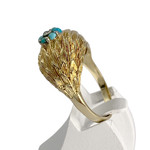 Bague d'occasion or 750 jaune turquoises diamant - vue 2
