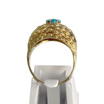 Bague d'occasion or 750 jaune turquoises diamant - vue 3