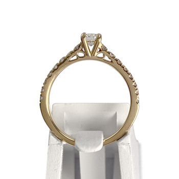 Tweedehands gouden ring 750 gele diamanten