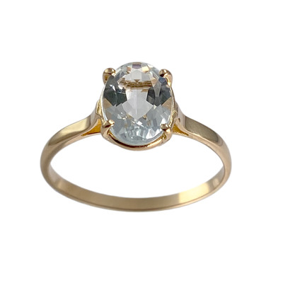 Second hand gold 750 yellow aquamarine ring