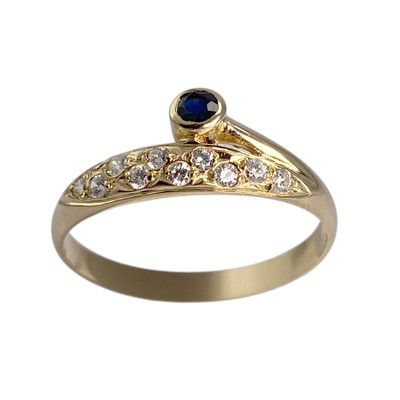 Tweedehands goud 750 gele saffier zirkonia ring