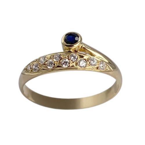 Second hand ring gold 750 yellow sapphire zirconias