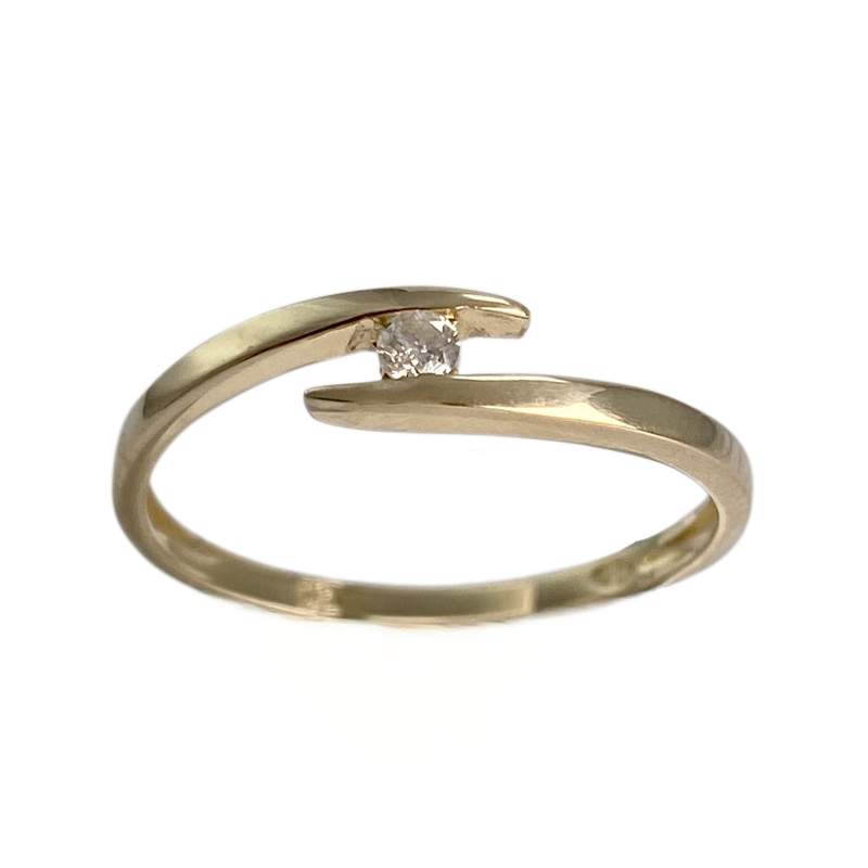 Solitaire d'occasion or 750 jaune diamant - vue 1