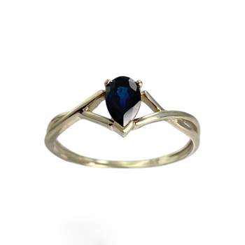 Tweedehands ring van 375 geelgoud met saffier