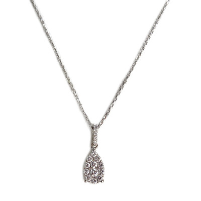 Collier d'occasion or 750 blanc maille forçat diamants - vue 1