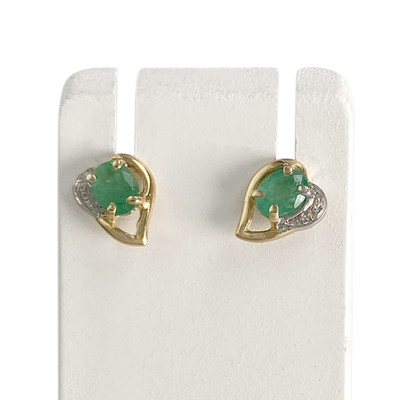 Boucles d'oreilles d'occasion  or 750 2 tons émeraudes