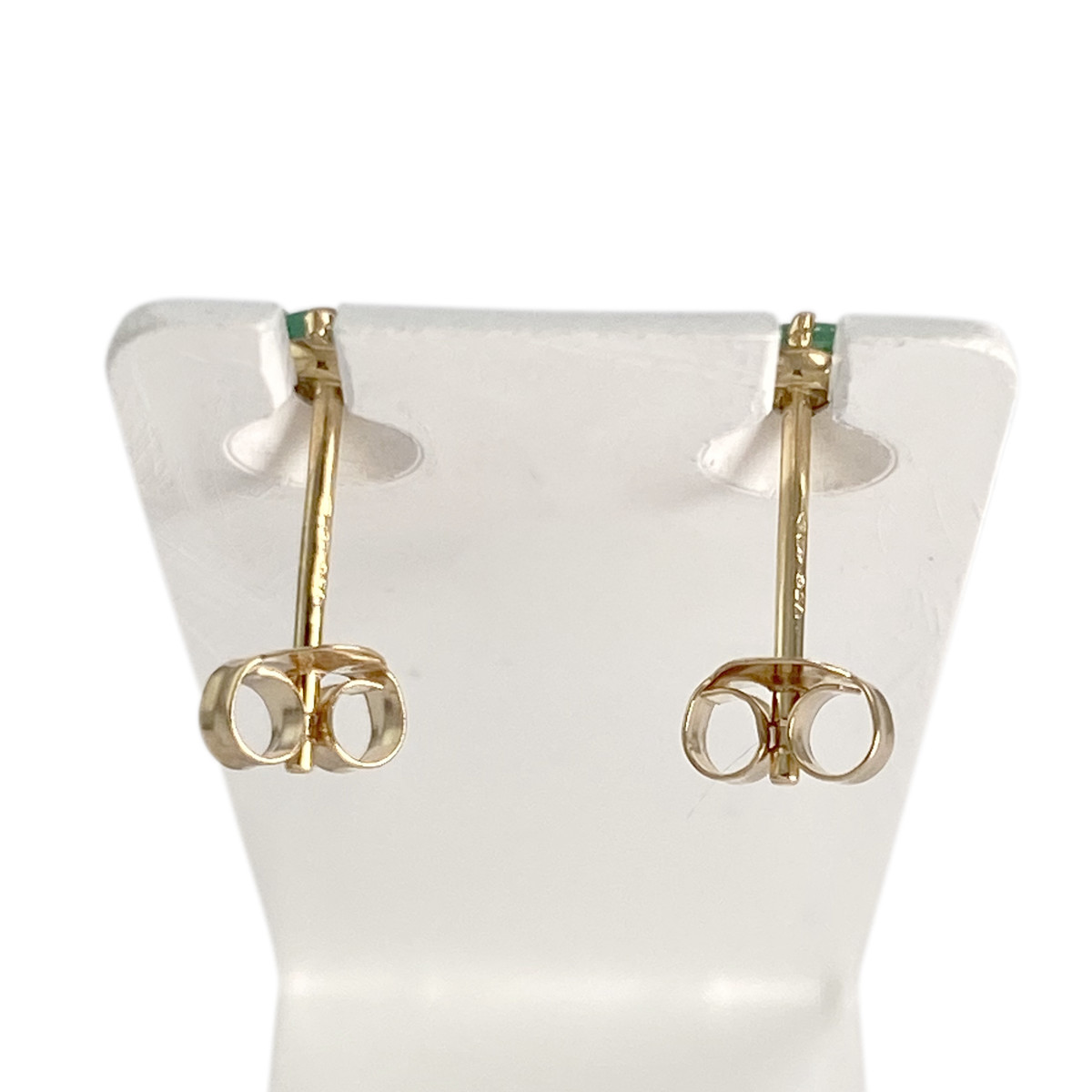 Boucles d'oreilles d'occasion  or 750 2 tons émeraudes - vue 3