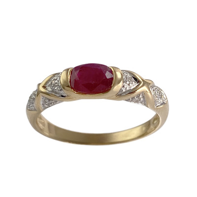 Bague d'occasion  or 2 tons 750 diamants rubis