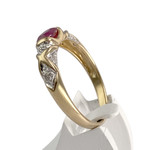 Bague d'occasion  or 2 tons 750 diamants rubis - vue 2