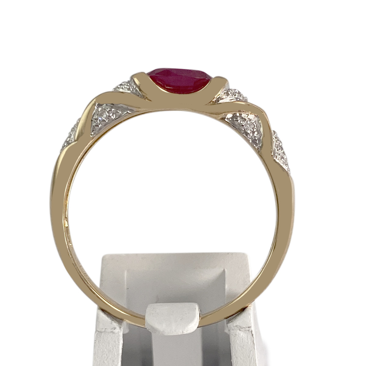 Bague d'occasion  or 2 tons 750 diamants rubis - vue 3