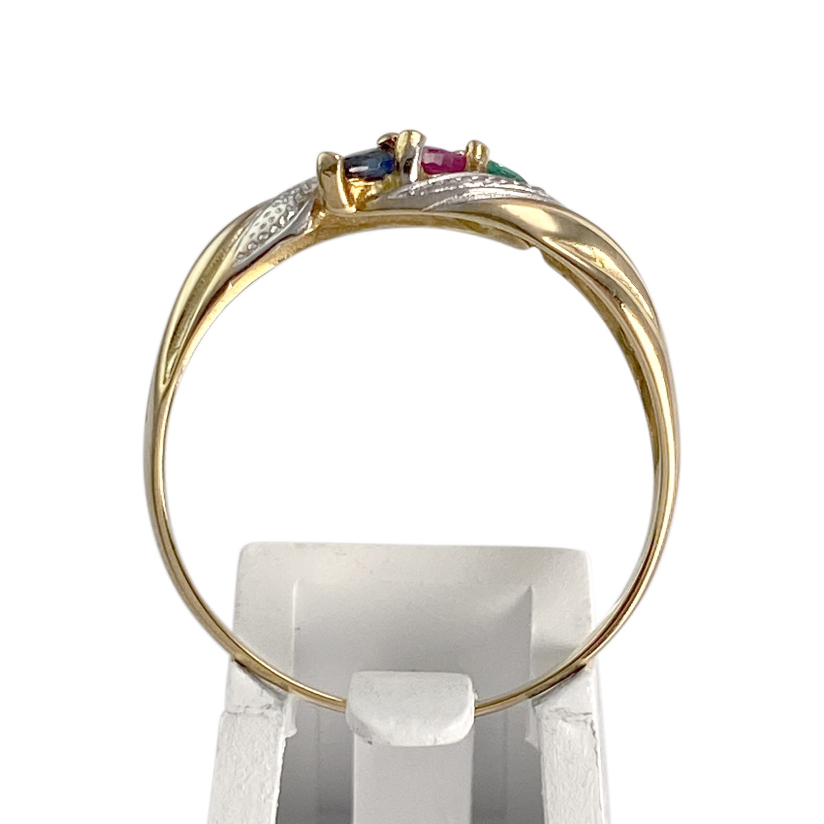 Bague d'occasion or 750 2 tons rubis saphir émeraude - vue 3