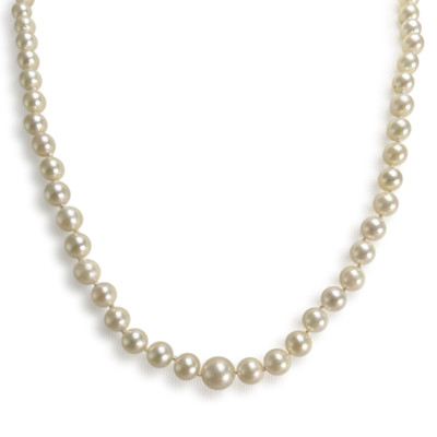 Collier en chute d'occasion or 750 jaune perles de culture