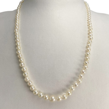 Collier en chute d'occasion or 750 jaune perles de culture