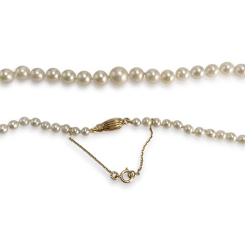 Collier en chute d'occasion or 750 jaune perles de culture