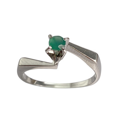 Solitaire d'occasion or 750 blanc agate