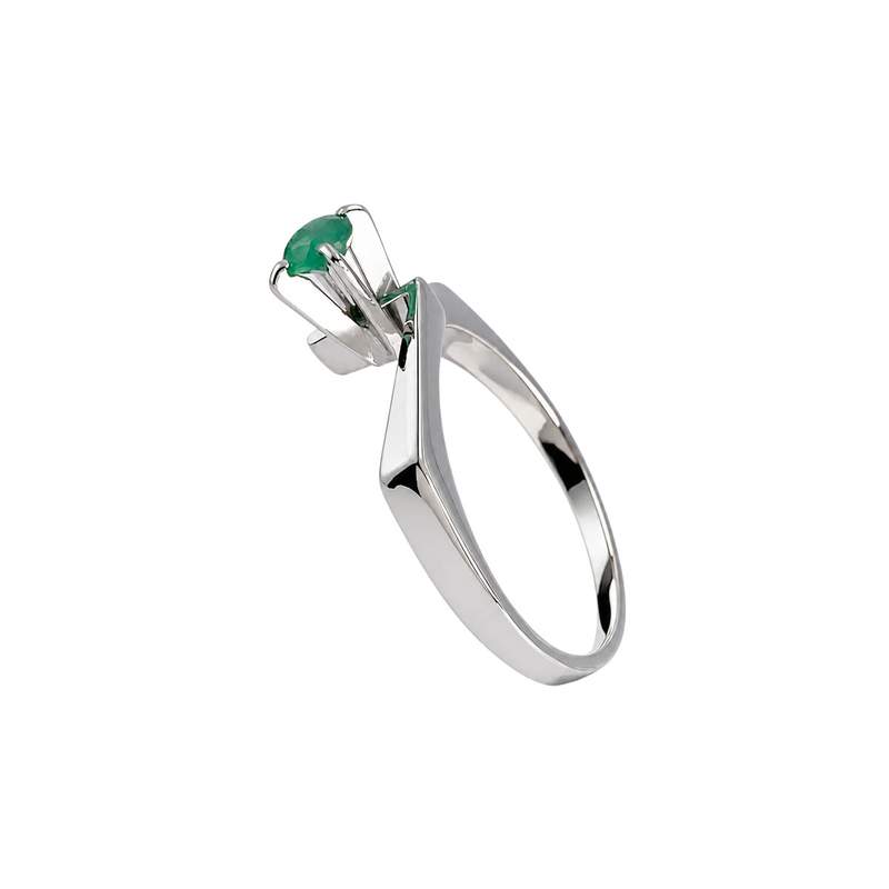 Solitaire d'occasion or 750 blanc agate - vue 2