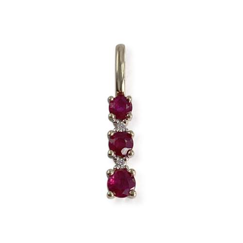 Pendentif d'occasion or 375 2 tons diamants, rubis