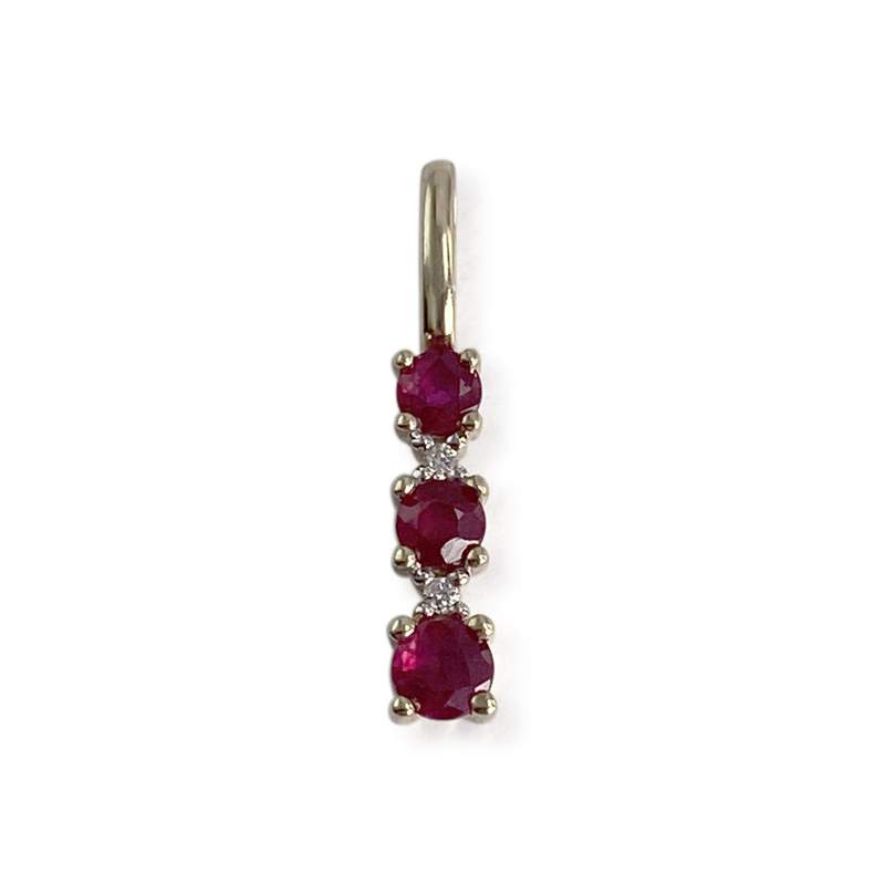 Pendentif d'occasion or 375 2 tons diamants, rubis - vue 1