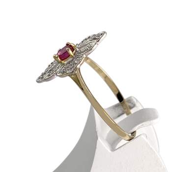 Bague d'occasion 2 ors 750 marquise diamants rubis