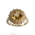 Bague d'occasion or 750 jaune diamants citrine - vue 1