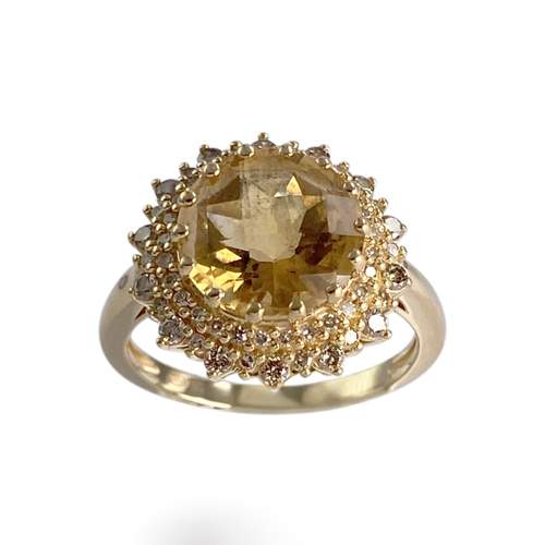 Bague d'occasion or 750 jaune diamants citrine