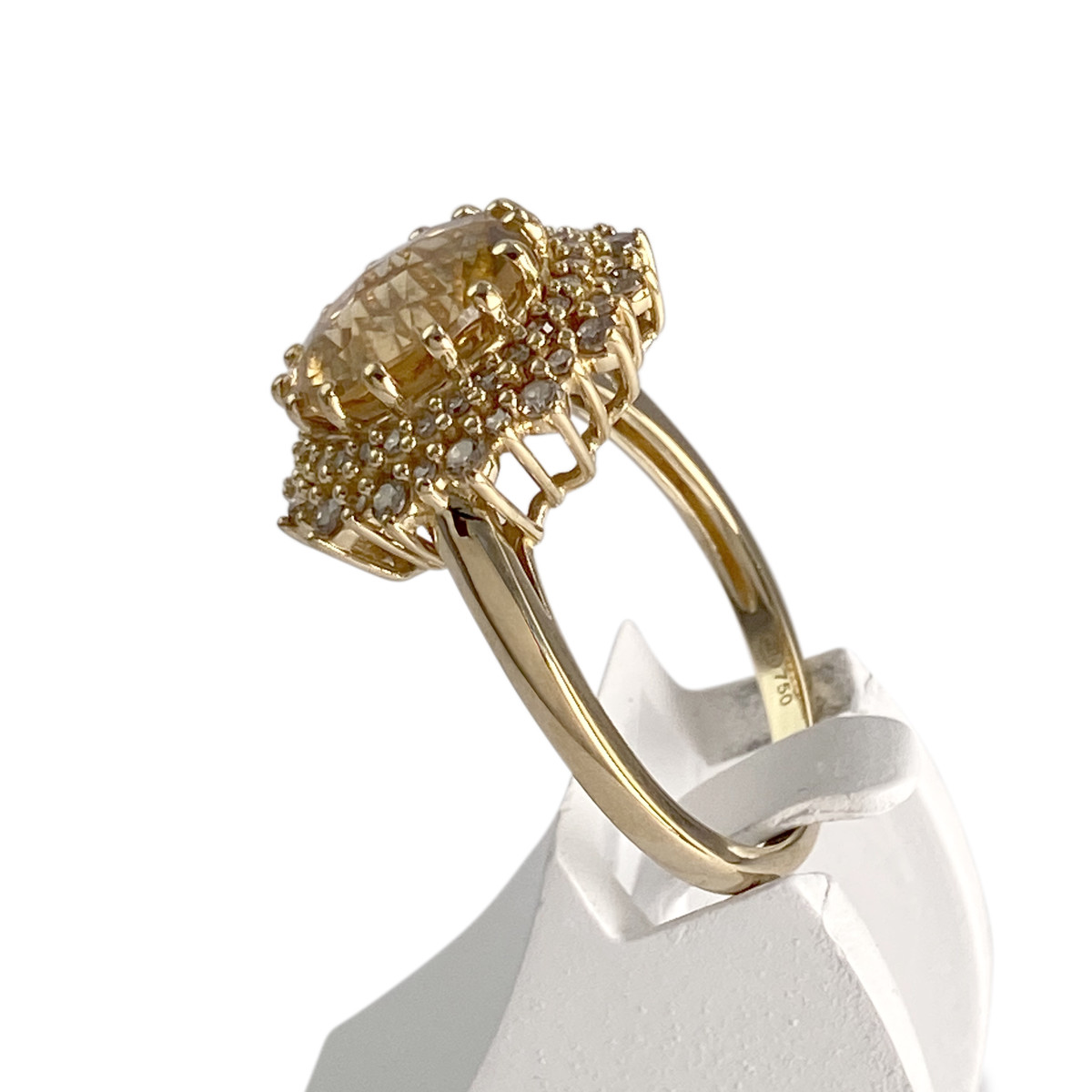 Bague d'occasion or 750 jaune diamants citrine - vue 2