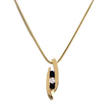 Collier d'occasion or 750 jaune maille serpent diamant saphirs
