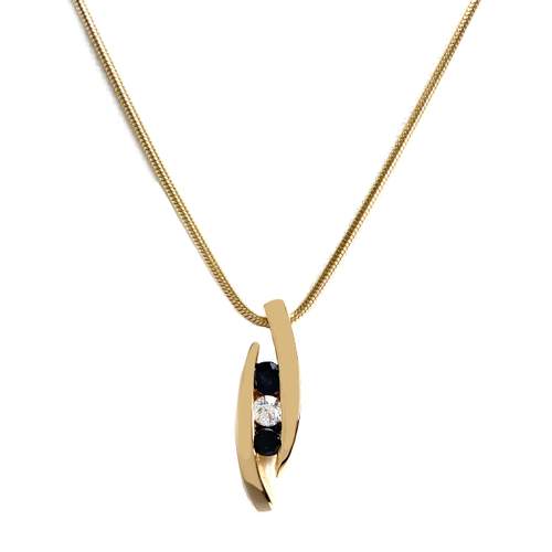 Collier d'occasion or 750 jaune maille serpent diamant saphirs