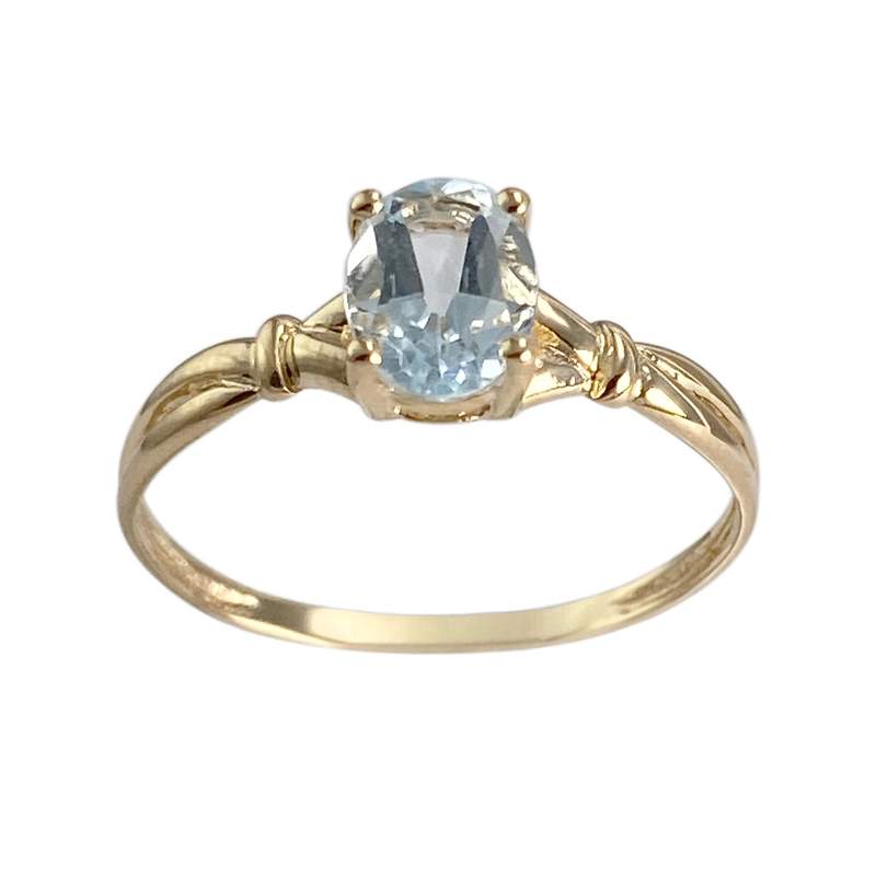 Bague d'occasion or 750 jaune topaze bleue traitée - vue 1