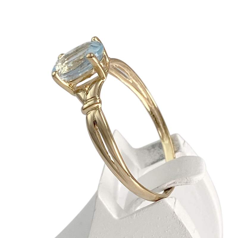 Bague d'occasion or 750 jaune topaze bleue traitée - vue 2