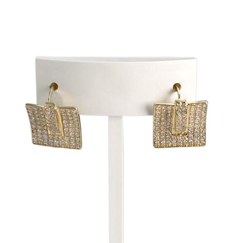 Boucles d'oreilles d'occasion or 750 jaune zirconias