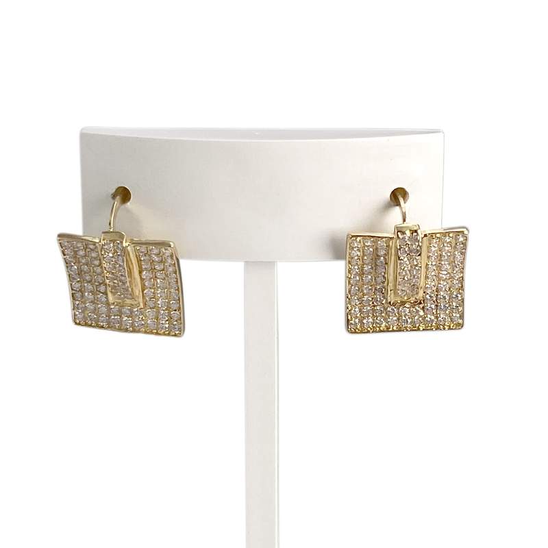 Boucles d'oreilles d'occasion or 750 jaune zirconias - vue 1