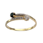 Pre-owned 750 yellow gold ring with zirconia and sapphire - view 1