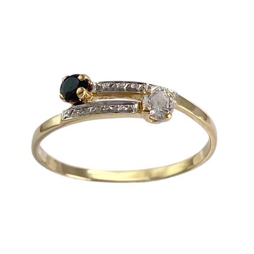 Bague d'occasion or 750 jaune zirconia saphir