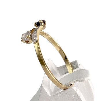 Pre-owned 750 yellow gold ring with zirconia and sapphire