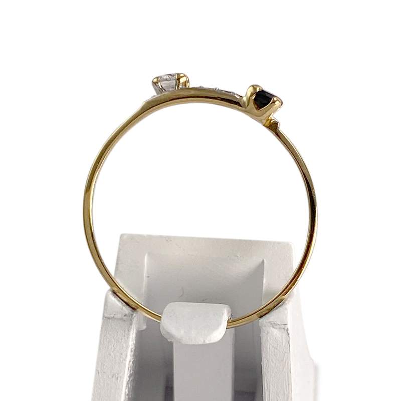 Pre-owned 750 yellow gold ring with zirconia and sapphire - view 3