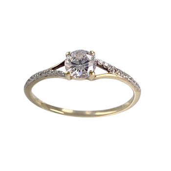 Bague d'occasion or 375 jaune zirconias